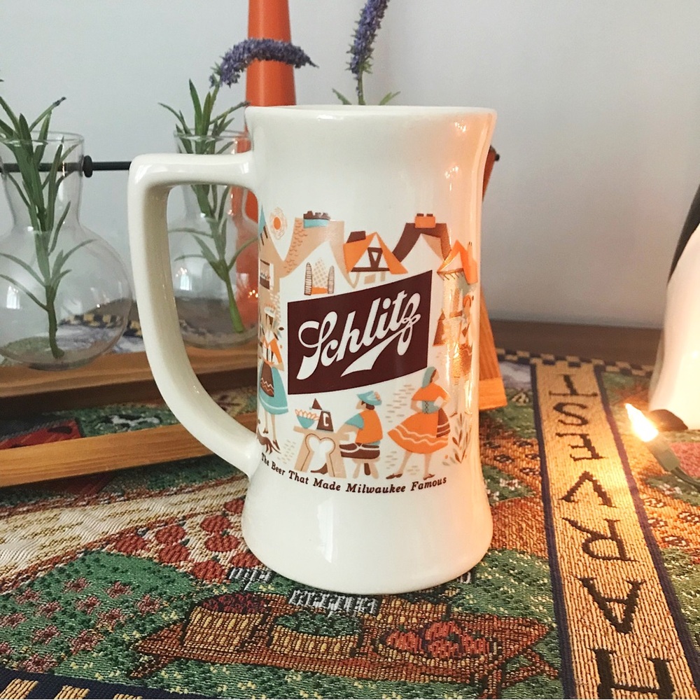 Vintage 1960s McCoy Pottery Schlitz Beer Mug Stein 🍺